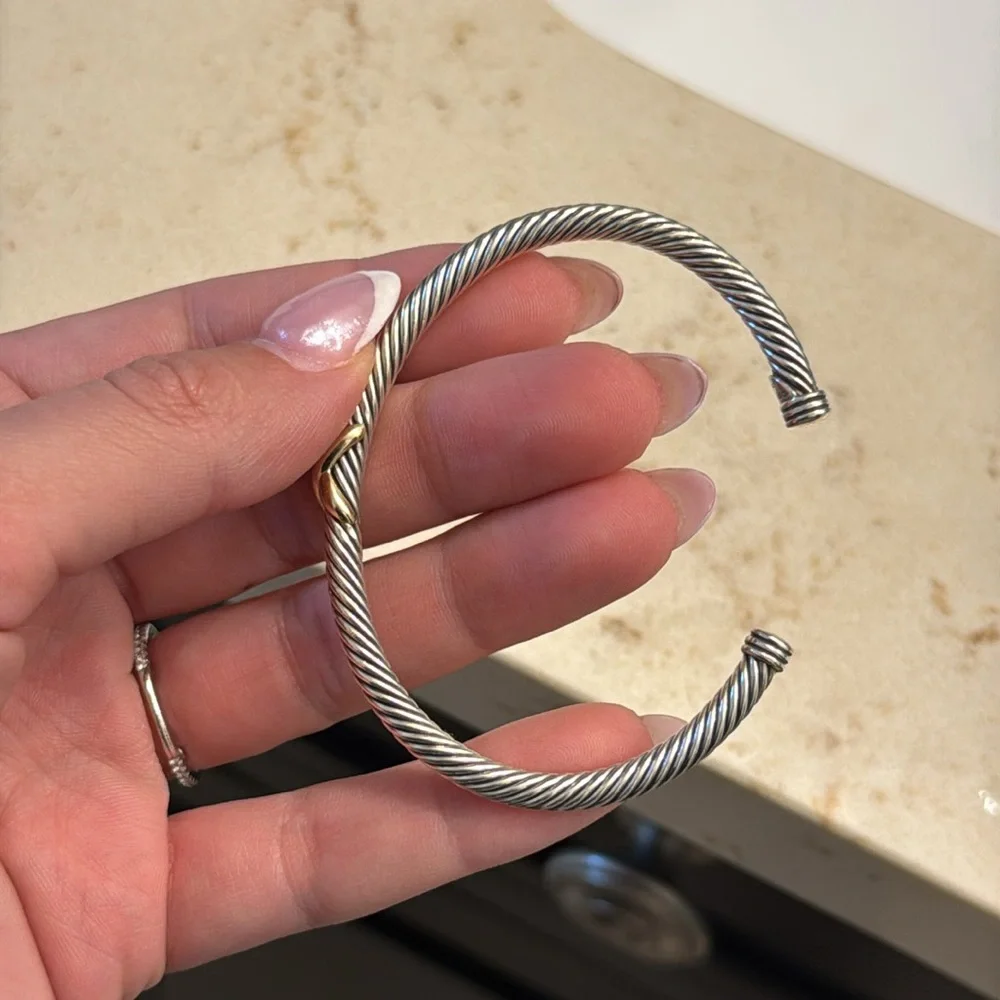David Yurman Silver Bracelet with Gold Accent - Picture 6 of 7